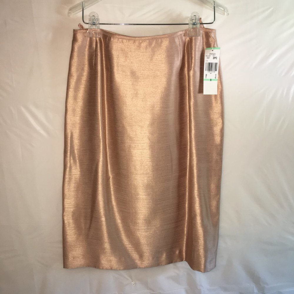 NWT Le Suit Essentials 2 PC Gold Skirt & Jacket Size 8 - Picture 11 of 16